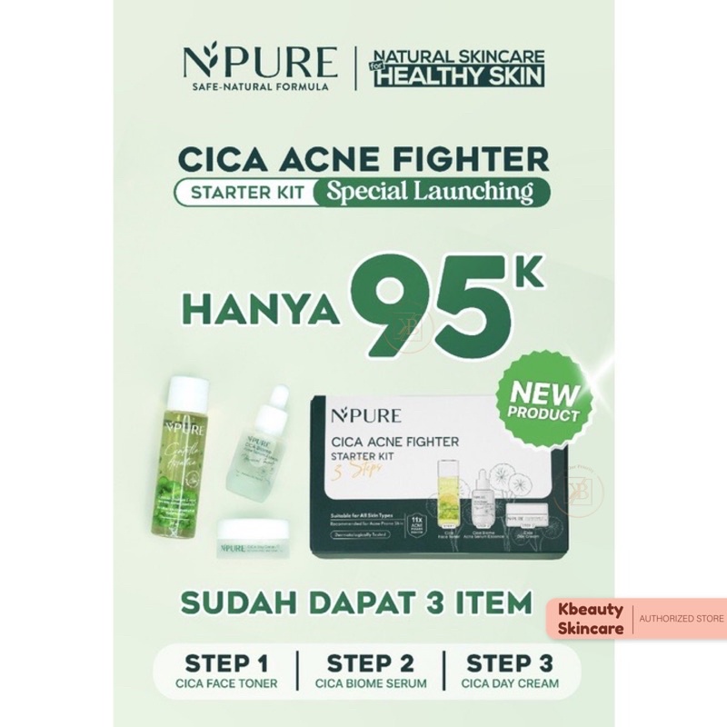 Jual NPURE Cica Acne Fighter Starter Kit 3 Steps | Shopee Indonesia