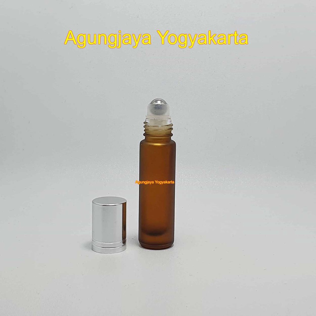 Jual Botol Roll On 6 ml Amber Frosted Silver Shiny / Botol Parfum 10 ml ...