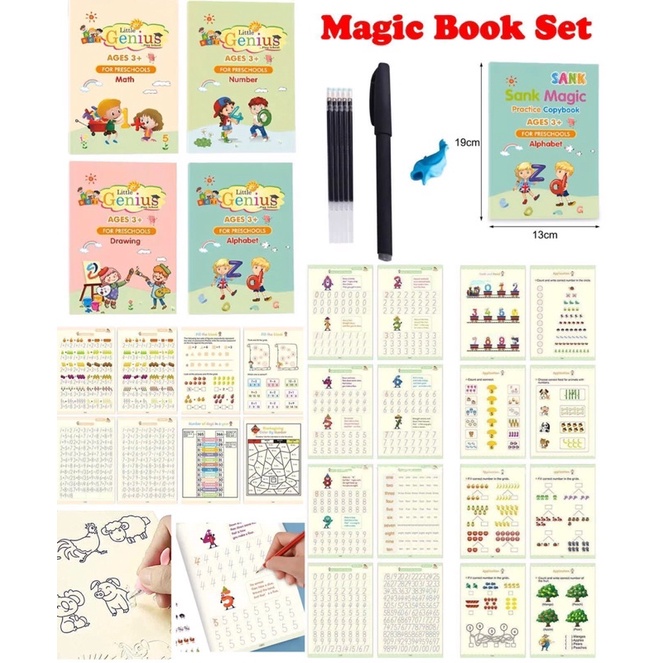 Jual Magic (ALPHABET , NUMBER , MATH , DRAWING) for Practice Book 1 SET ...