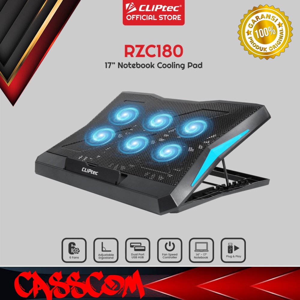 Jual Cooling Pad Laptop 6 Fan Adjustable Ergostand 17" CLIPtec RZC180 Shopee Indonesia