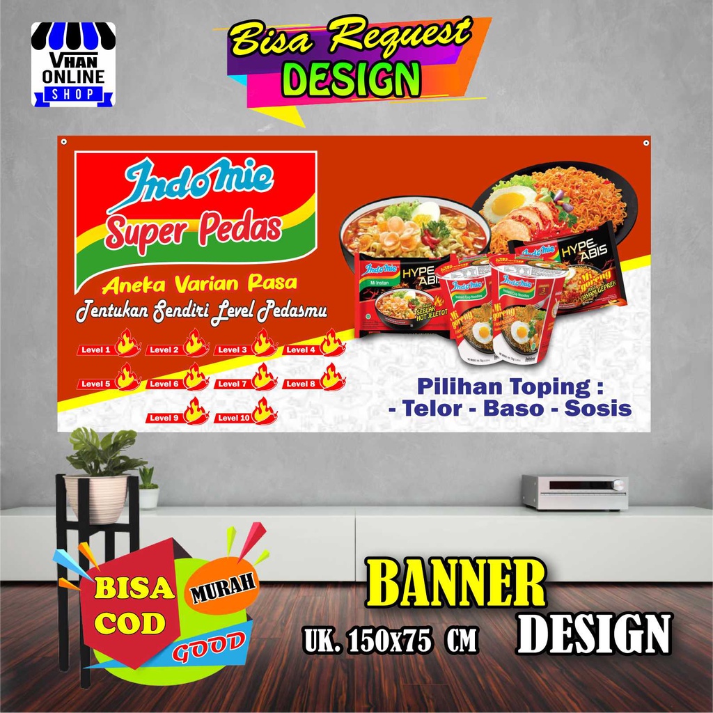 Jual Spanduk Banner Warmindo Dengan Level Pedas Warung Makan Keren Murah Shopee Indonesia 1563