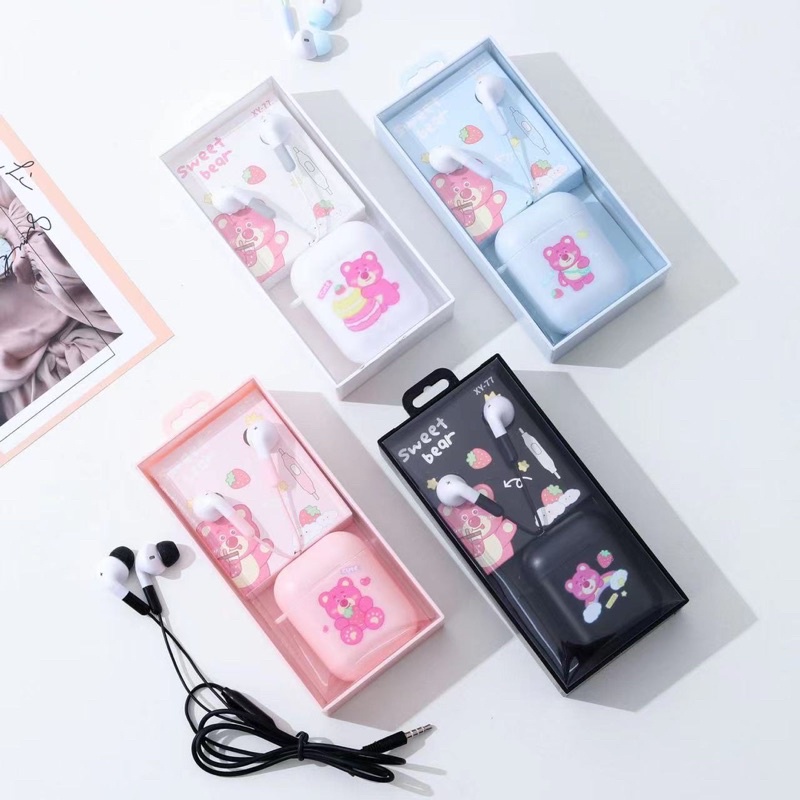 Jual Xy 77 Set Headset Earphone Karakter Seri Xy 77 Motif Sweet Bear