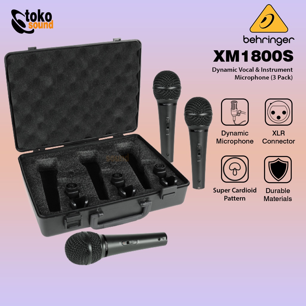 Jual Behringer XM1800S Dynamic Vocal & Instrument Microphone 3Pack