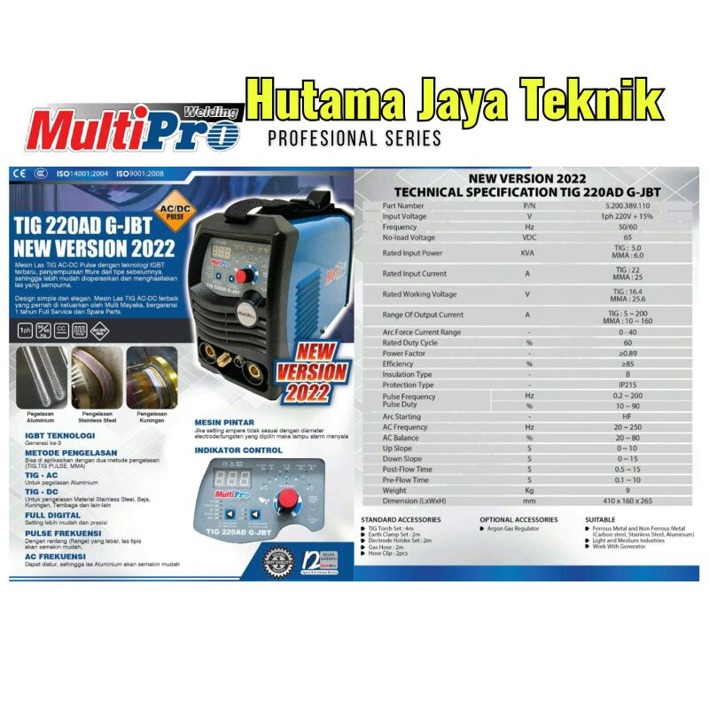 Jual Mesin Las Argon Multipro Tig Ad Mjb G Jbt Ac Dc Pulse