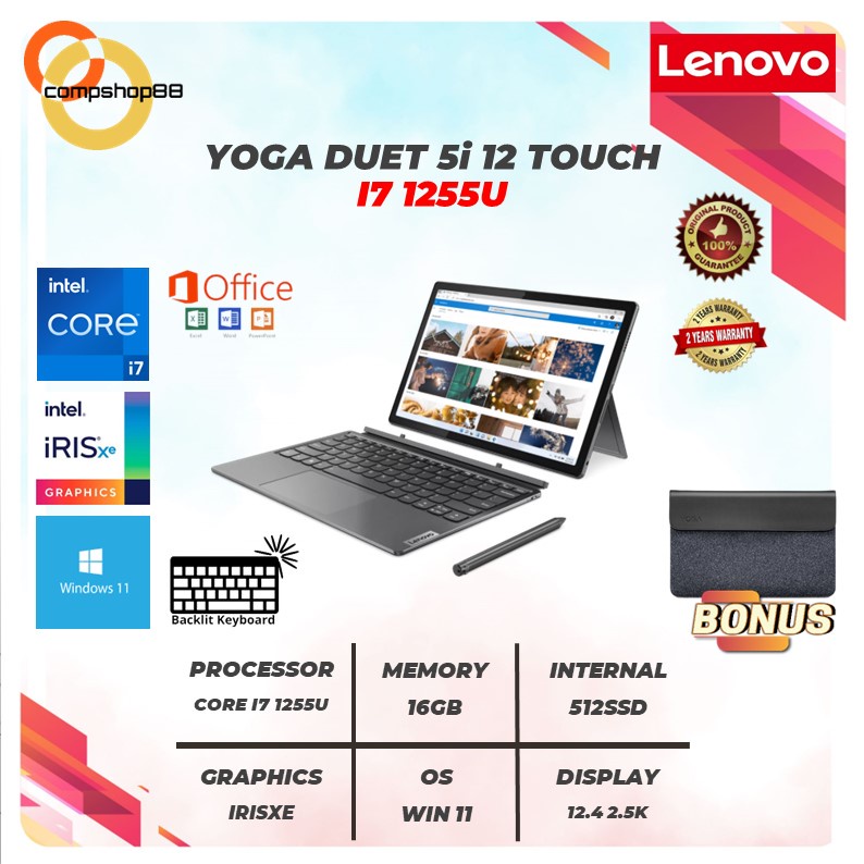 Jual Laptop Lenovo Yoga Duet I Touch I U Gb Ssd Irisxe W Ohs K Blit