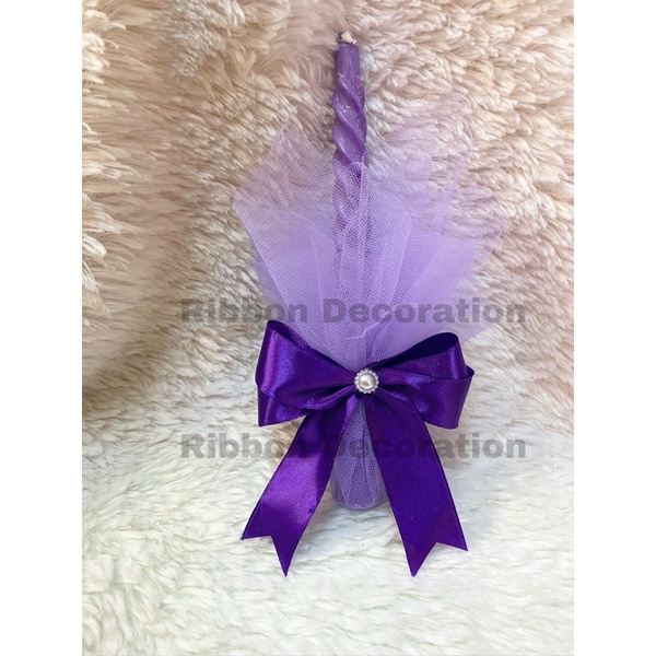 Jual Lilin pita satin hias rumbai bunga tile Ungu ( Purple ) / Paskah ...