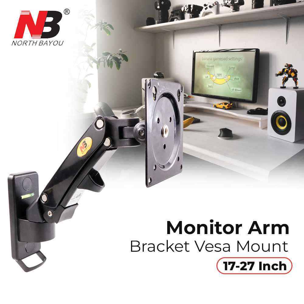 Jual Bracket Monitor Tv Dinding Arm Vesa Mm Inch Hitam F Shopee Indonesia