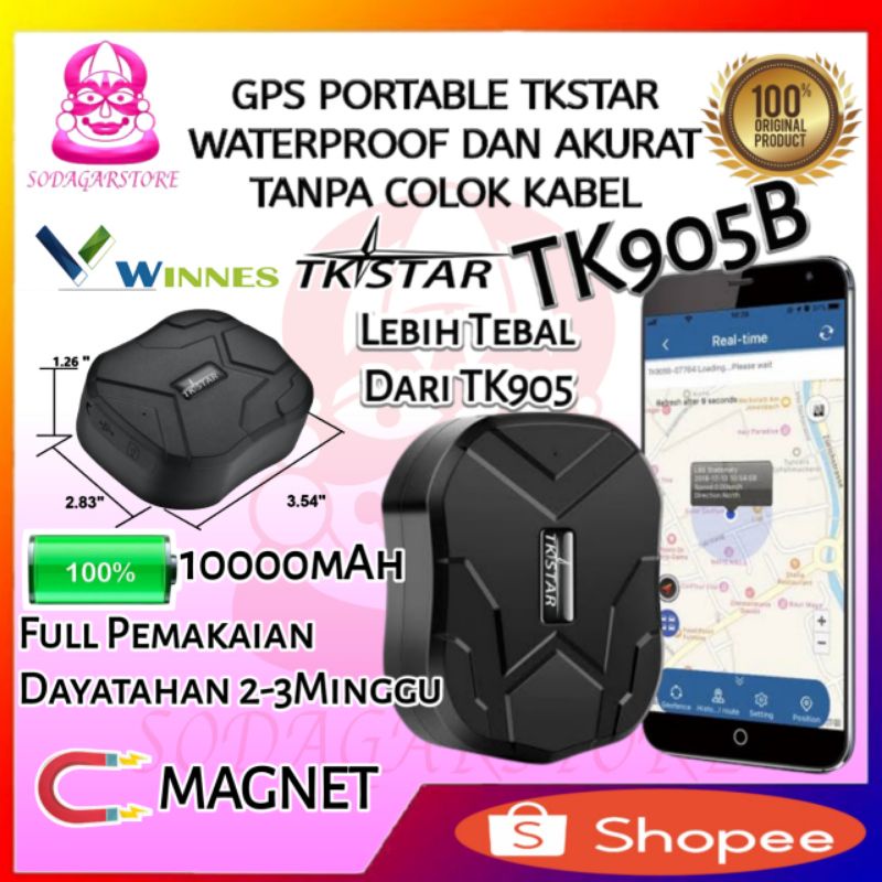 Jual GPS Tracker TK905B Portable Waterproof Upgrade TK905 10000mAh ...