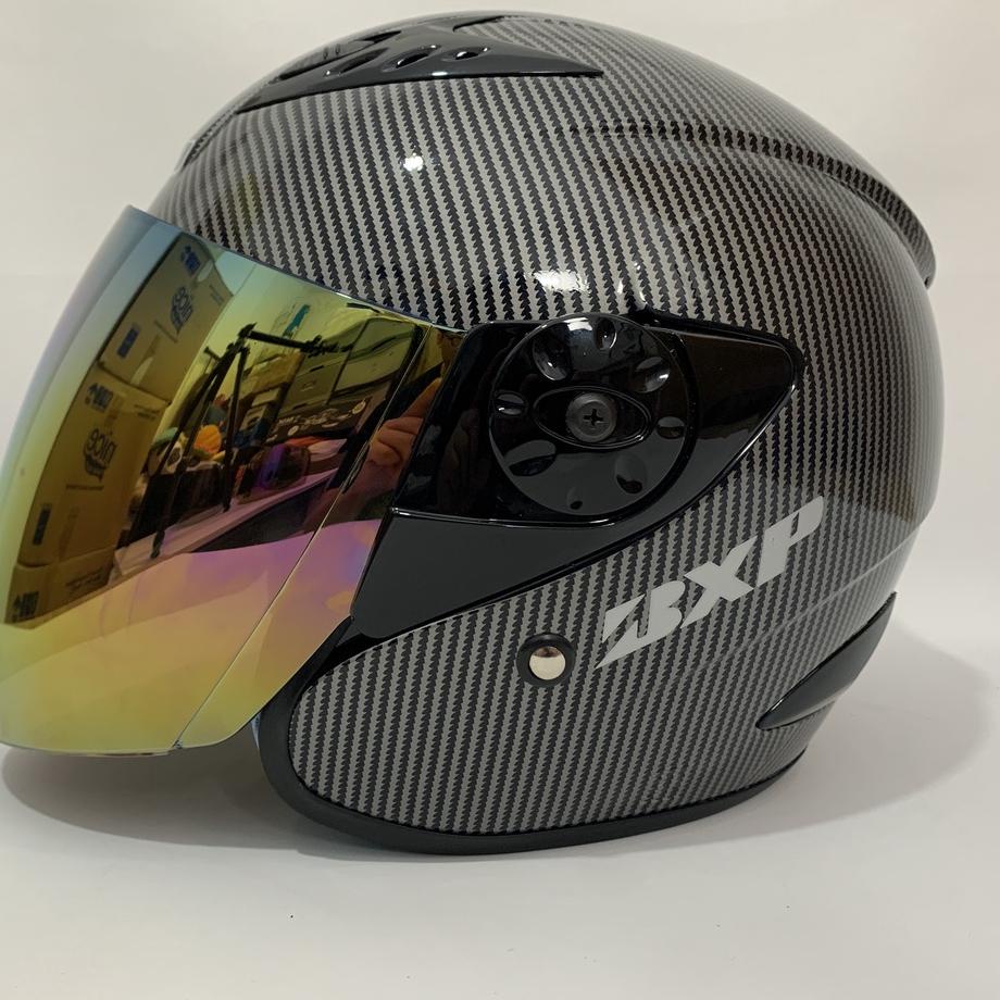 Jual Promo!! Helm Vision 2 Carbon Glossy Kaca Iridium Silver Pelangi