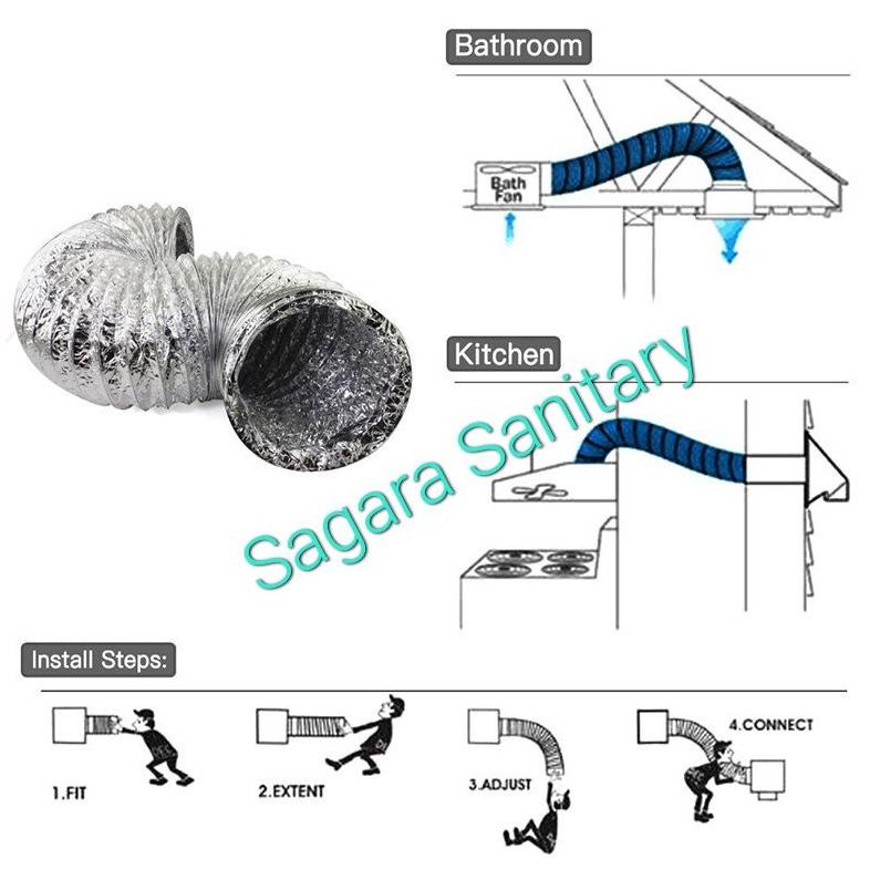 Jual Flexible ducting 10 inchi / pipa flexible 10" cerobong asap
