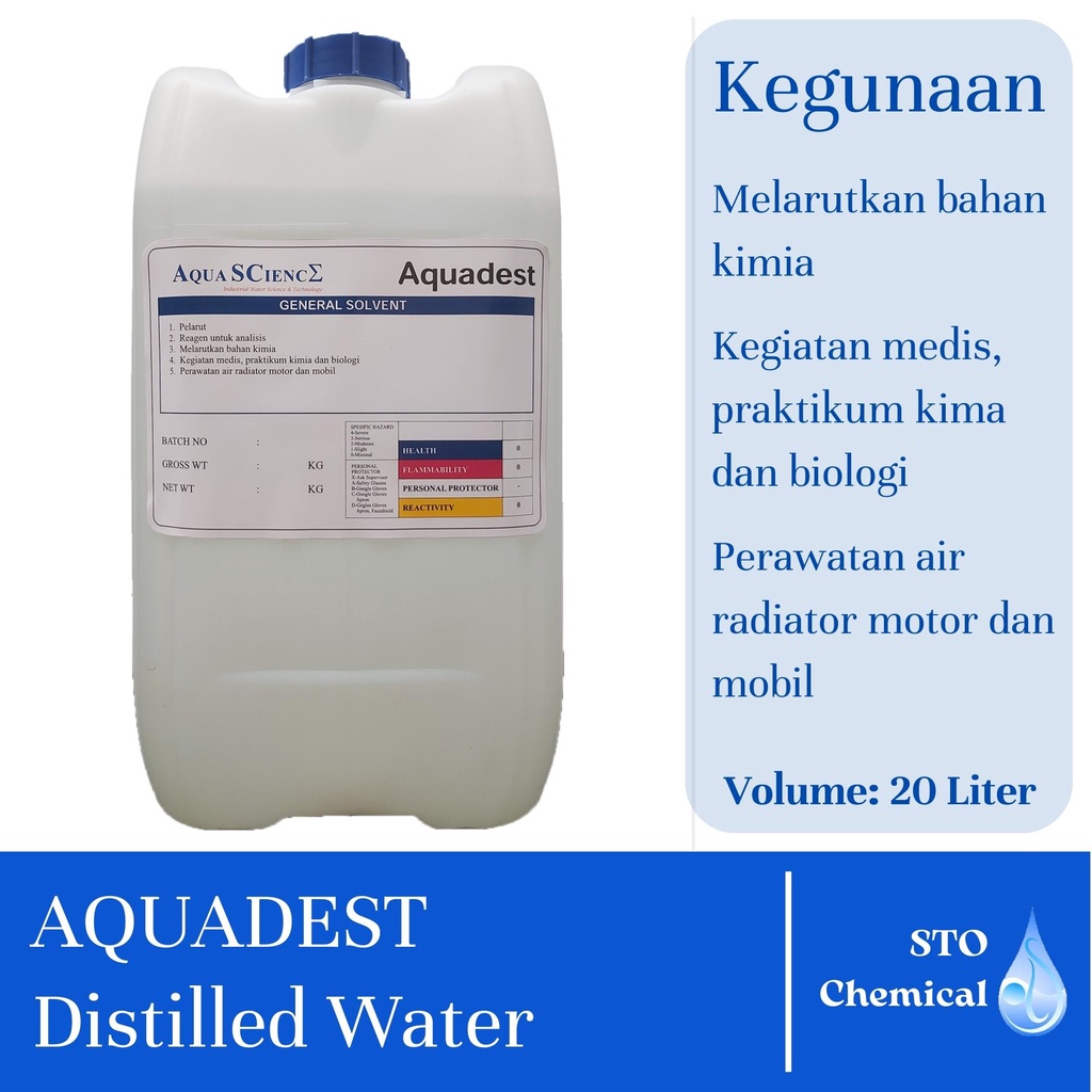 Jual Aquadest 20 Liter / Distilled Water / Pure Water / Aquades