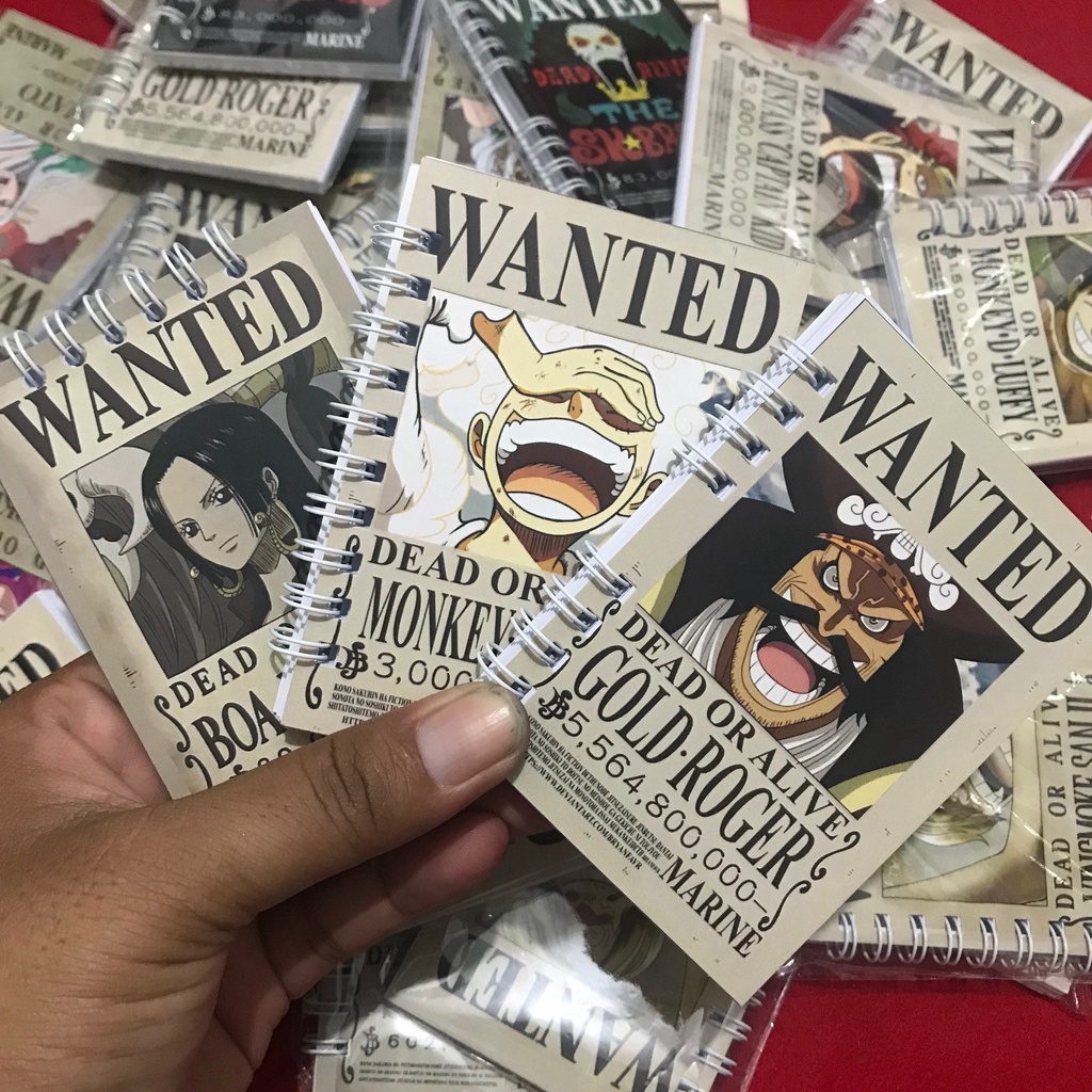 Jual notes buku bloknote mini one piece wanted murah meriah ukuran A7(7 ...