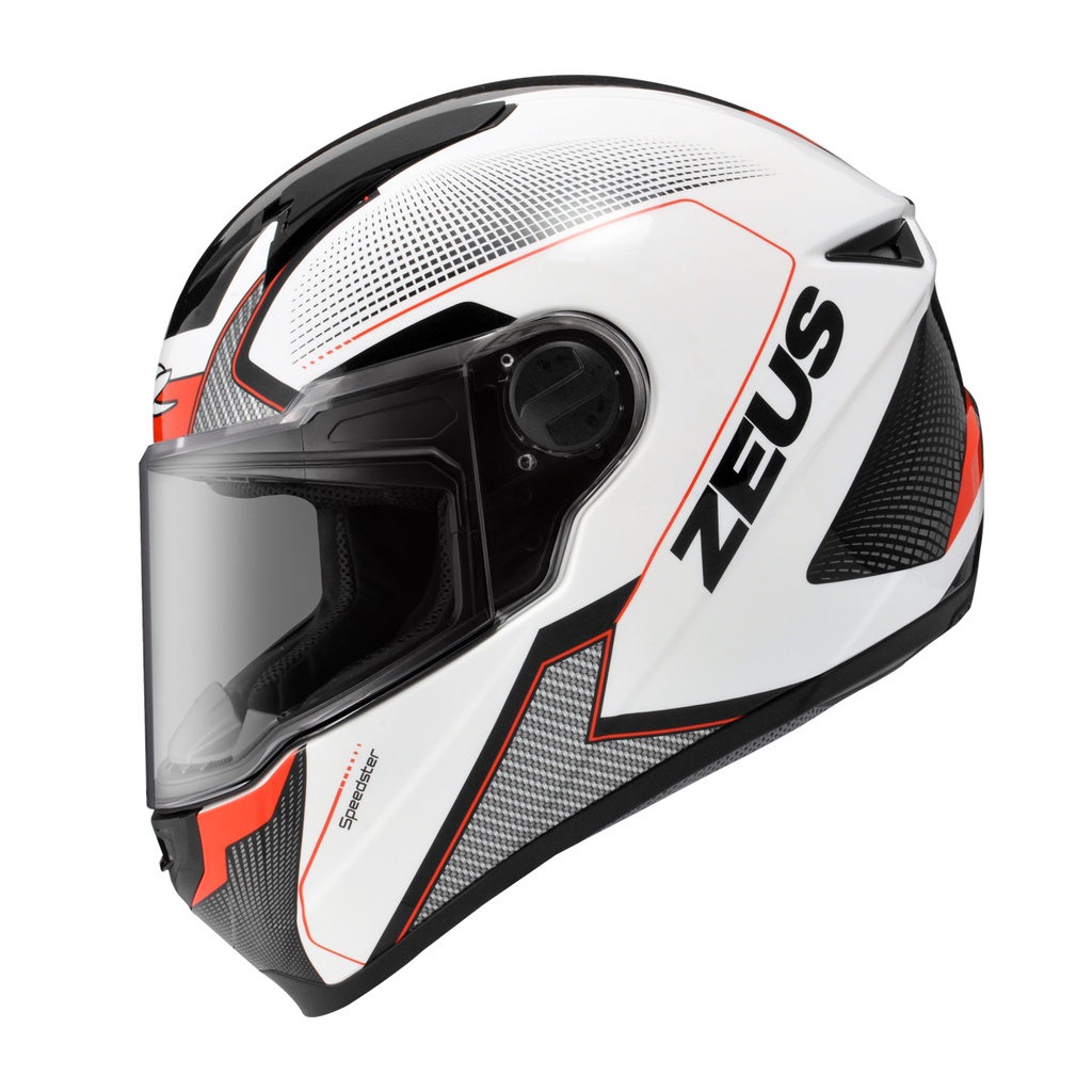 Jual Zeus Zs C Whi Al Blk Red Glossy Full Face Single Flat Visor