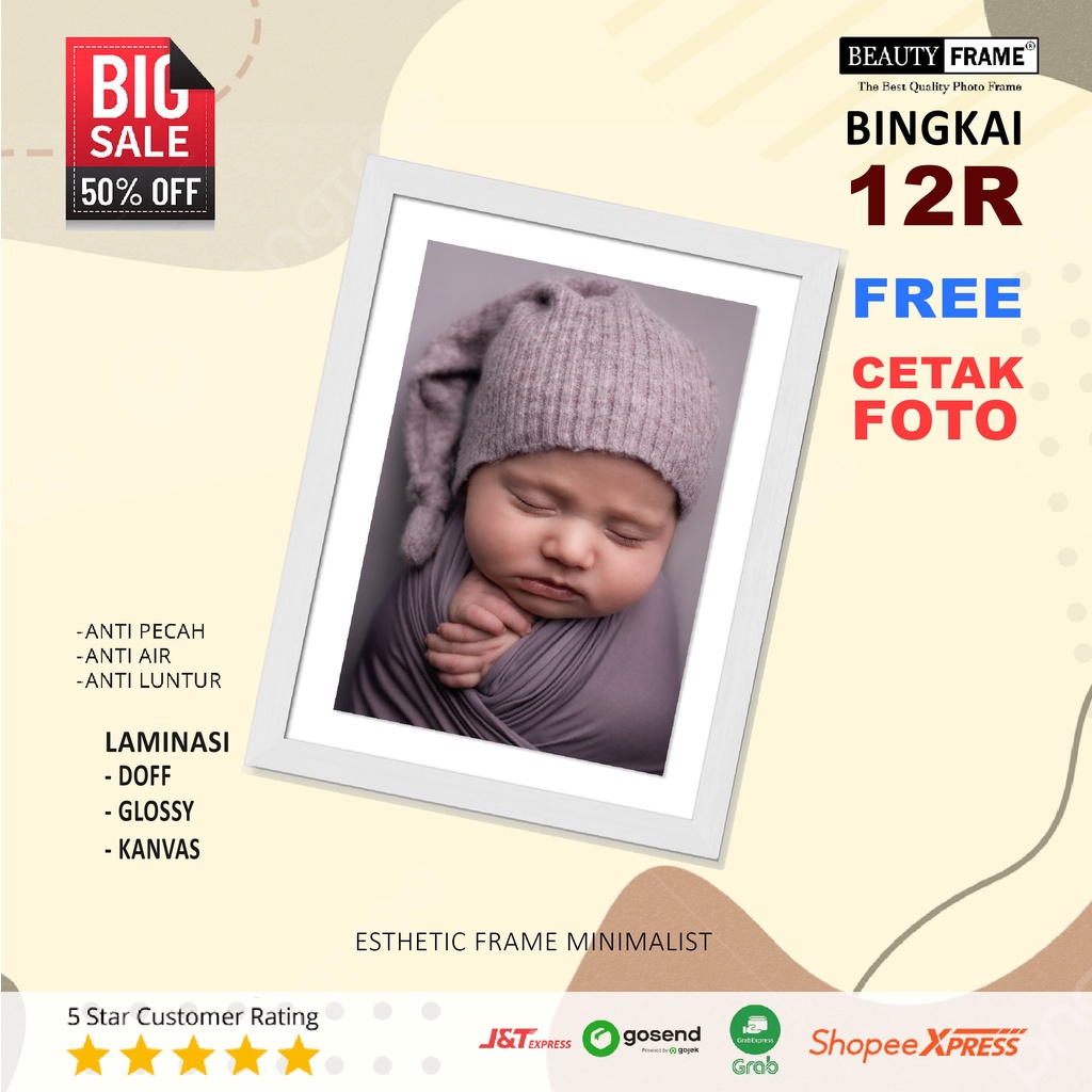Jual PAKET FOTO 12R | FRAME MINIMALIS ESTETIK GRATIS CETAK FOTO
