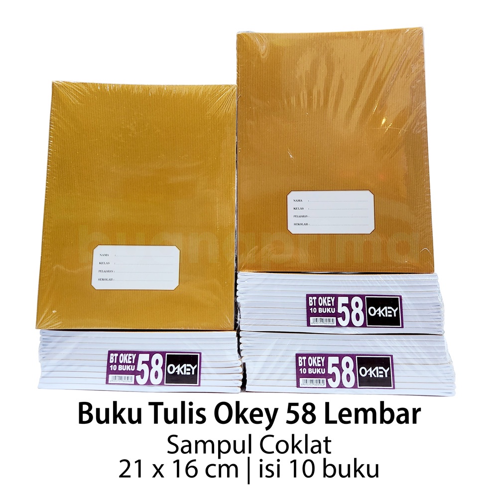 Jual Buku Tulis Okey Kraft 58 Lembar isi 10 buku Sampul Coklat Notebook