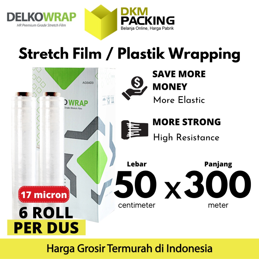 Jual Plastik Wraping Stretch Film 50cm X 300m BENING DELKOWRAP TEBAL ...