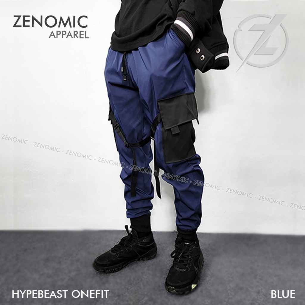 Jual Celana Panjang Jogger Cargo Hypebeast Onefit Techwear Blue Slim ...