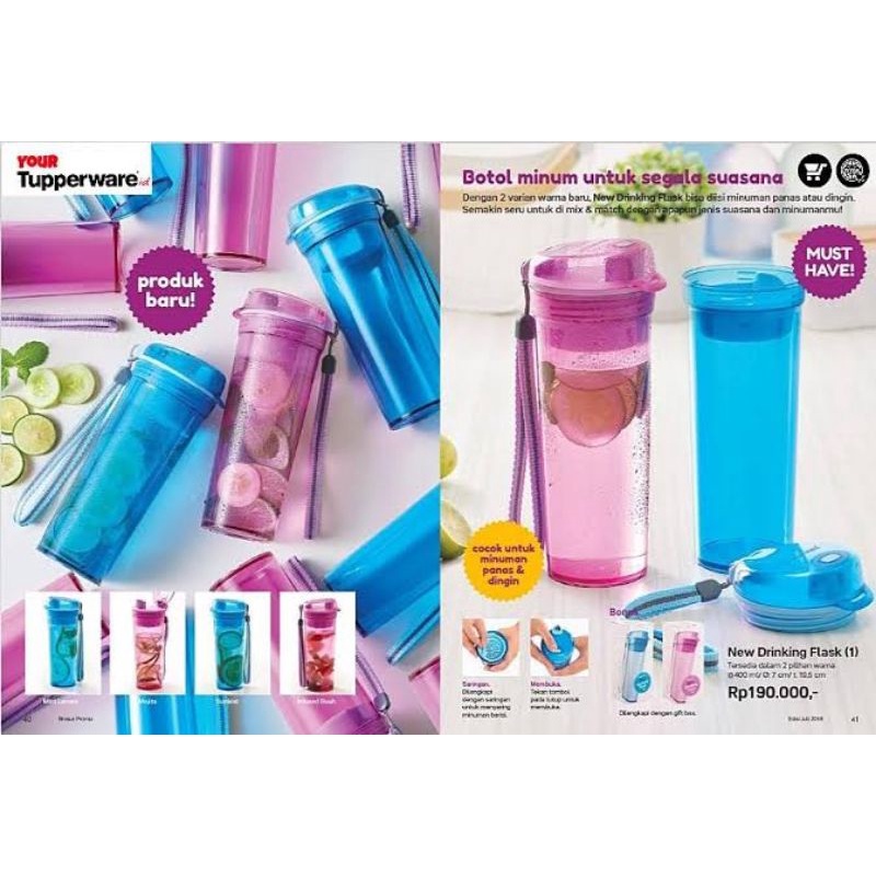 Jual Tupperware New Drinking Flask 400 ml (1 Pcs) / Hot & Cold Infused ...