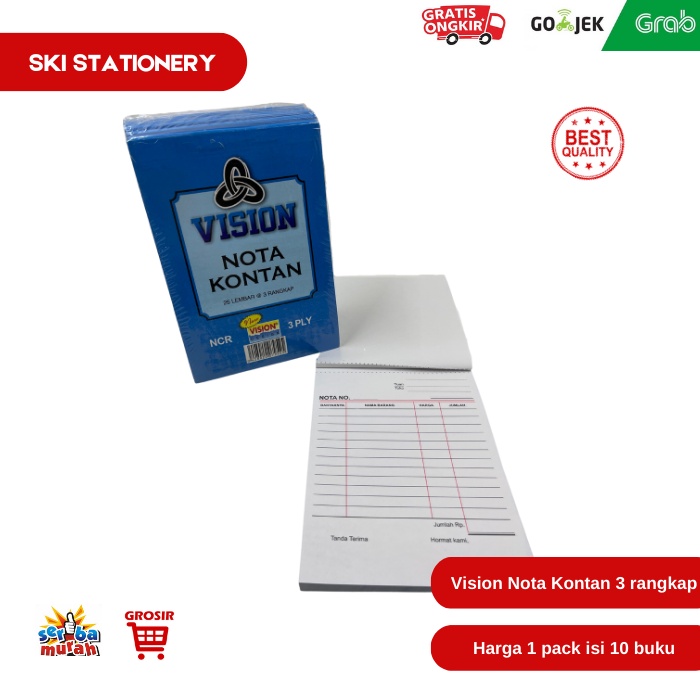 Jual Nota Kontan NCR 3 rangkap / 3 ply ukuran KECIL 1/4 folio | Shopee ...