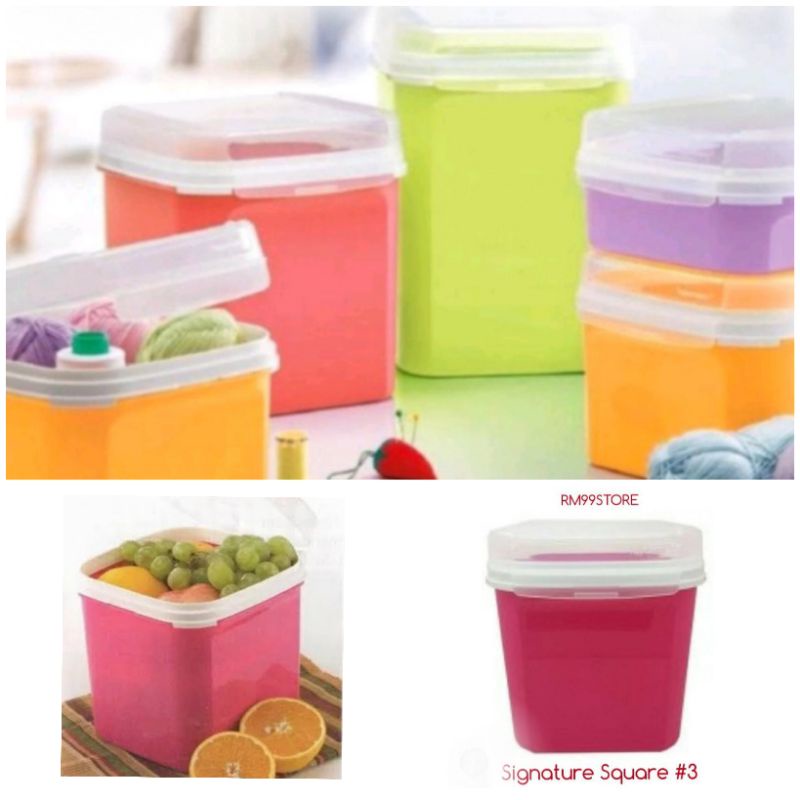 Jual Activity Tupperware Signature Square #3 Warna Pink 4L | Shopee ...