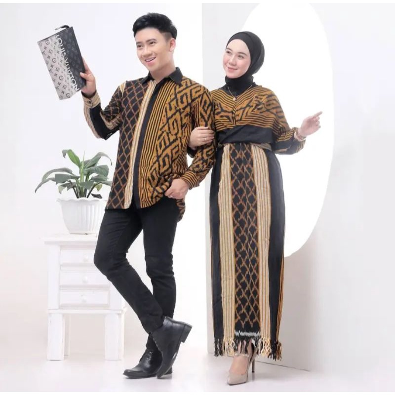 Jual Couple Tenun Terbaru Set Couple Tenun Kekinian Baju Couple Jepara Dress Tenun Aurora