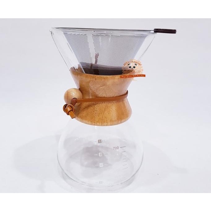 Jual Chemex wood handle with mess v60 filter Stainless 800ml / Drip Pot Shopee Indonesia