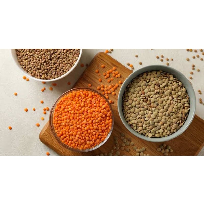 Jual Kacang Adas Lentil Merah dan hitam Bulat Masoor Dall 1kg Kaya Asid