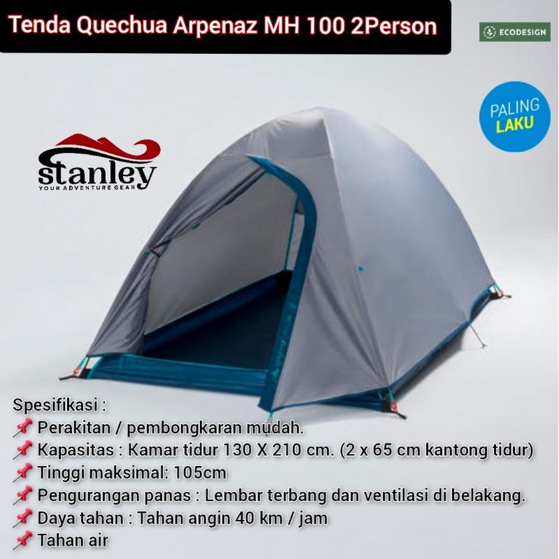 Jual Tenda Quechua MH100 Kap 2-3 Person Grey Decathlon Shopee
