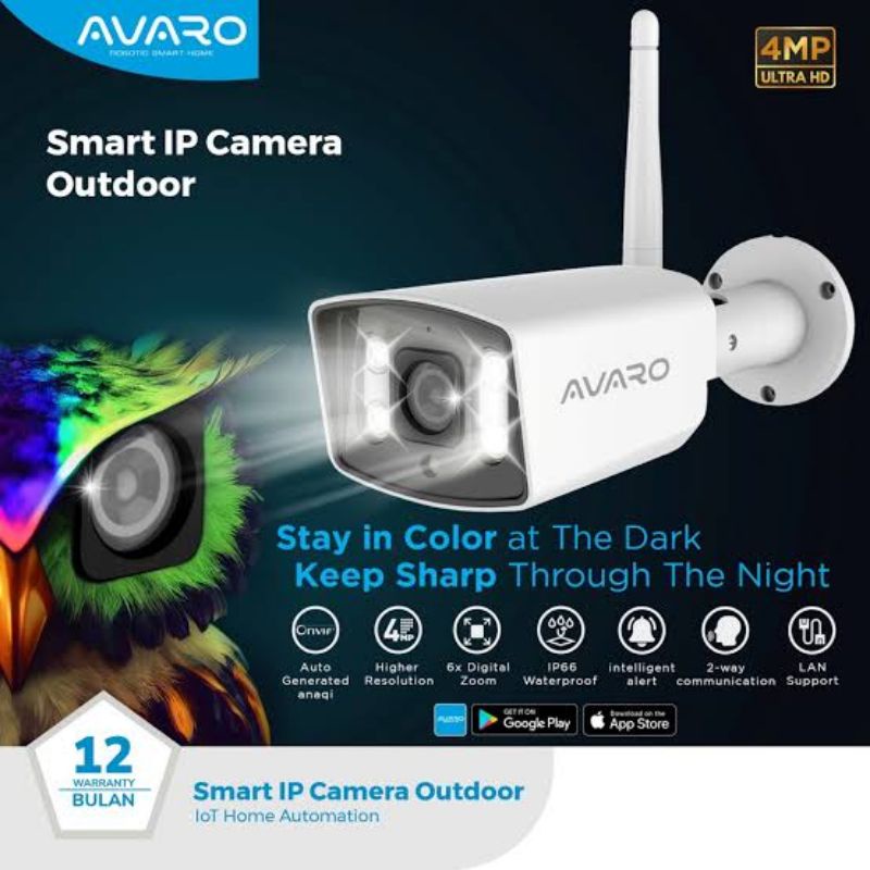 Jual CCTV Avaro Smart Outdoor IP Camera 4MP Static Color Night vision ...