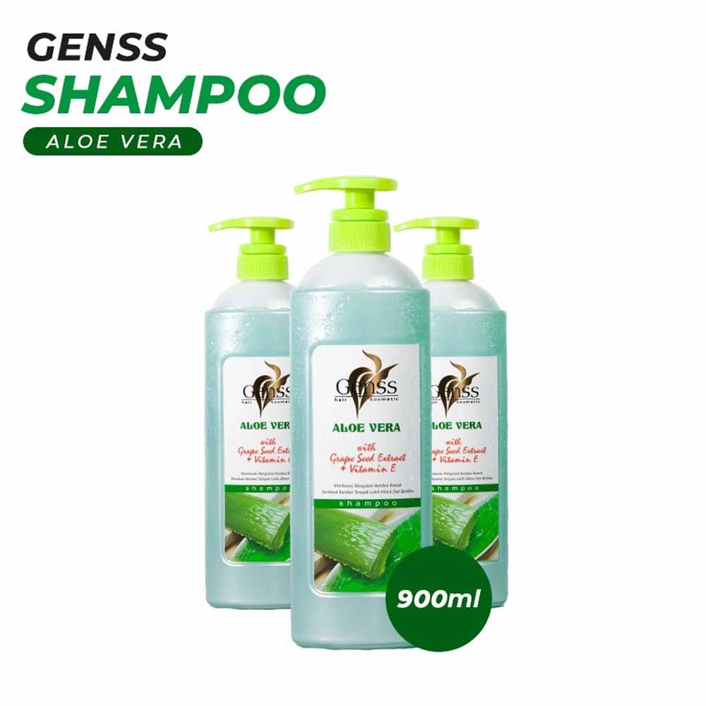 Shampoo Genss Aloe Vera with Grape Seed Extract + Vitamin E Pelurus Rambut Permanen | AutoStock