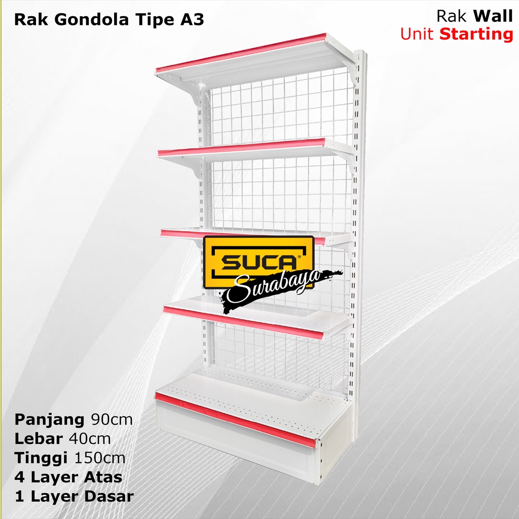 Jual Rak Minimarket Wall Gondola T 1.5M 5 Hambalan (Start) - A3 ...