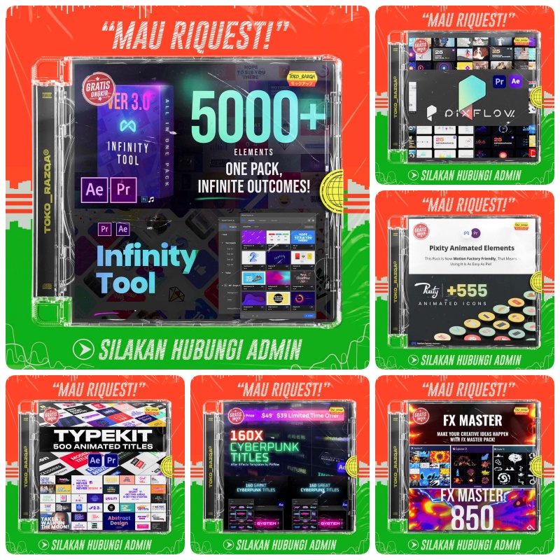 Paket Hemat Bundle 7 Packs MotionFactory Extension Premiere Pro & After Effects ◖AE/PR Extension◗