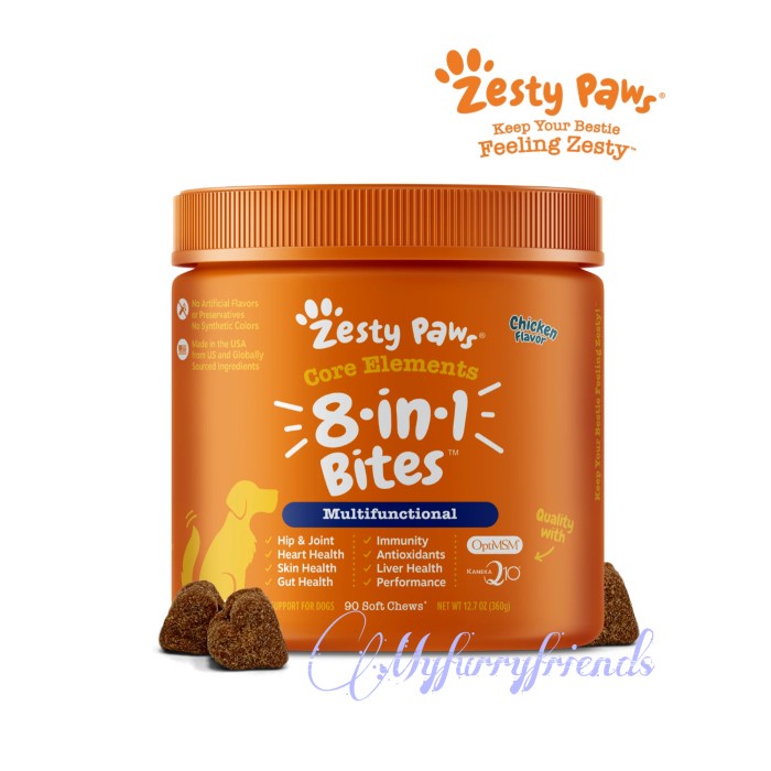 Jual ZESTY PAWS MULTIVITAMIN BITES 8 IN 1 FOR DOG (90 SOFT CHEWS/360GR