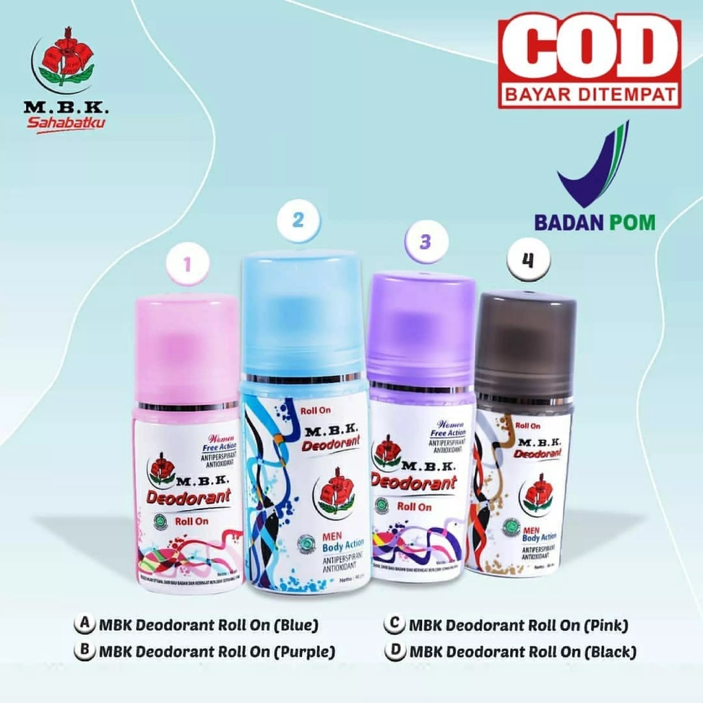 Jual MBK Deodorant Roll On Pink 40 Ml, Blue 40 Ml, Purple 40 Ml, Grey ...