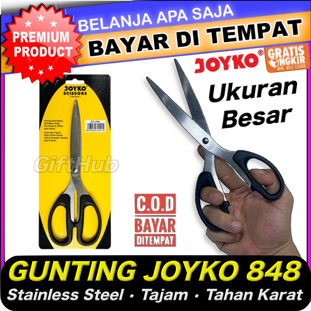 Jual Gunting Joyko Pemotong Kertas Scissor Scissors Panjang 21 X 8CM ...
