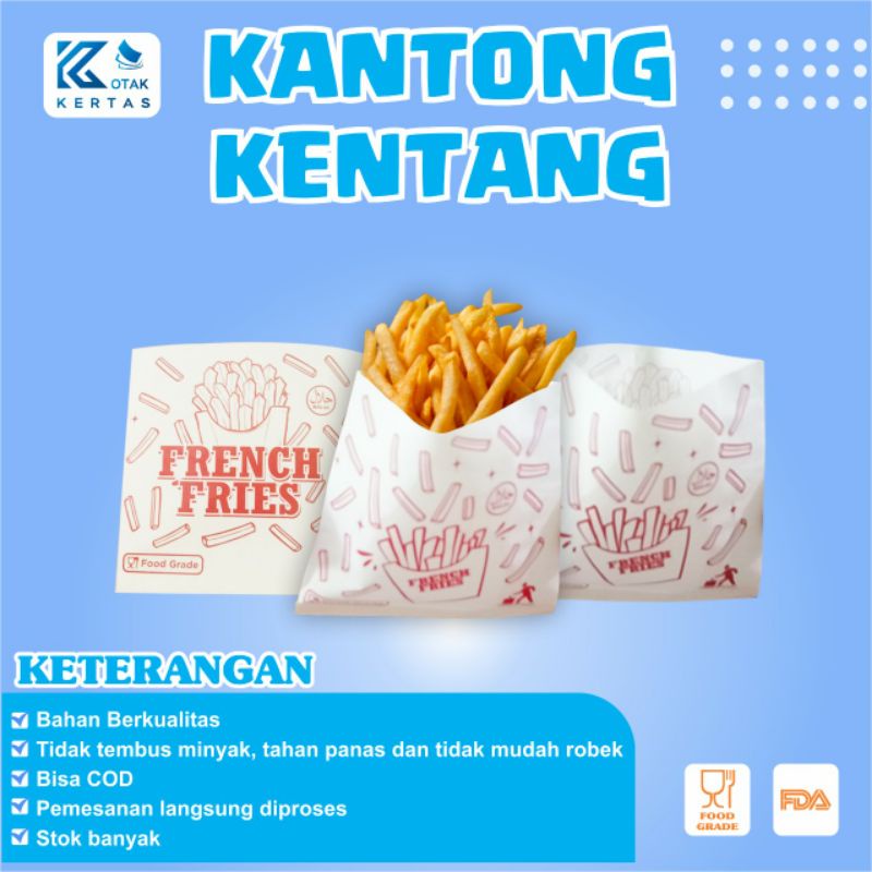 Jual Kantong Kentang Bungkus Kentang Goreng Viral Kertas Kentang Goreng Kertas Makanan Kertas