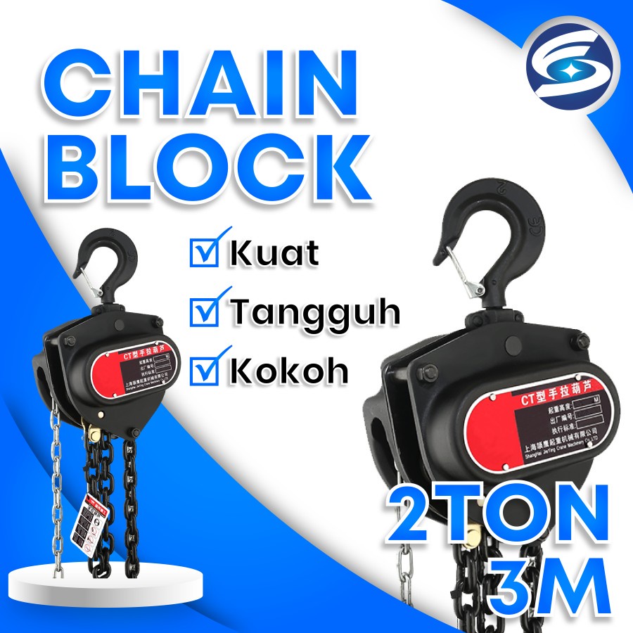 Jual Chain Block 2 Ton 3 Meter Takel Katrol Kerekan 2 Ton 3 Meter ...