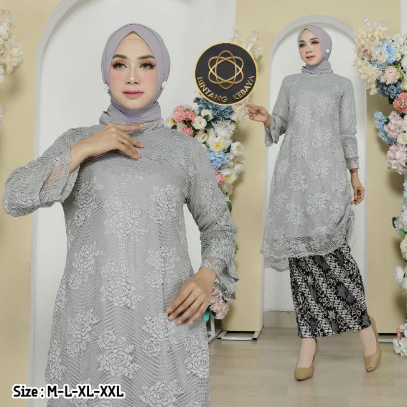 Jual Bisa COD Kebaya Tunik Brukat Tille Full Bordir 100% realpict mewah ...