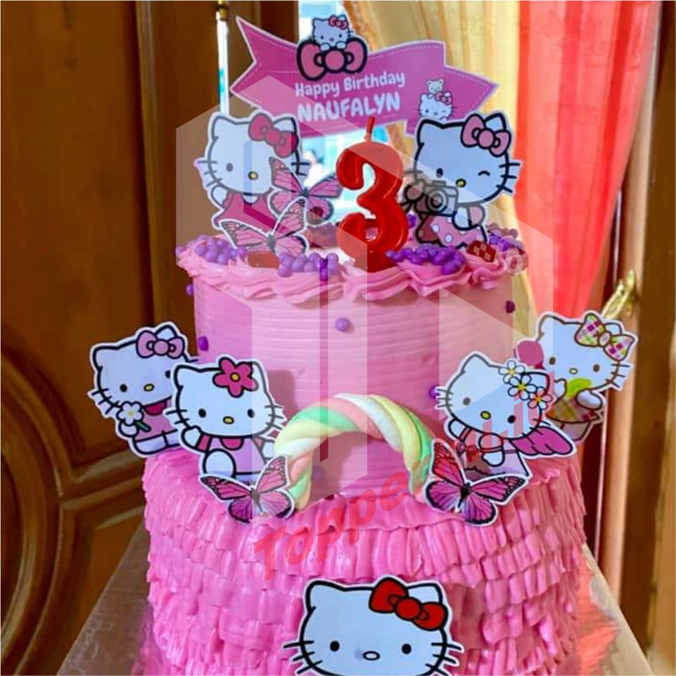 Jual Topper Kue Tema Hello Kitty /Hiasan Kue Ulang Tahun Murah || 01 ...