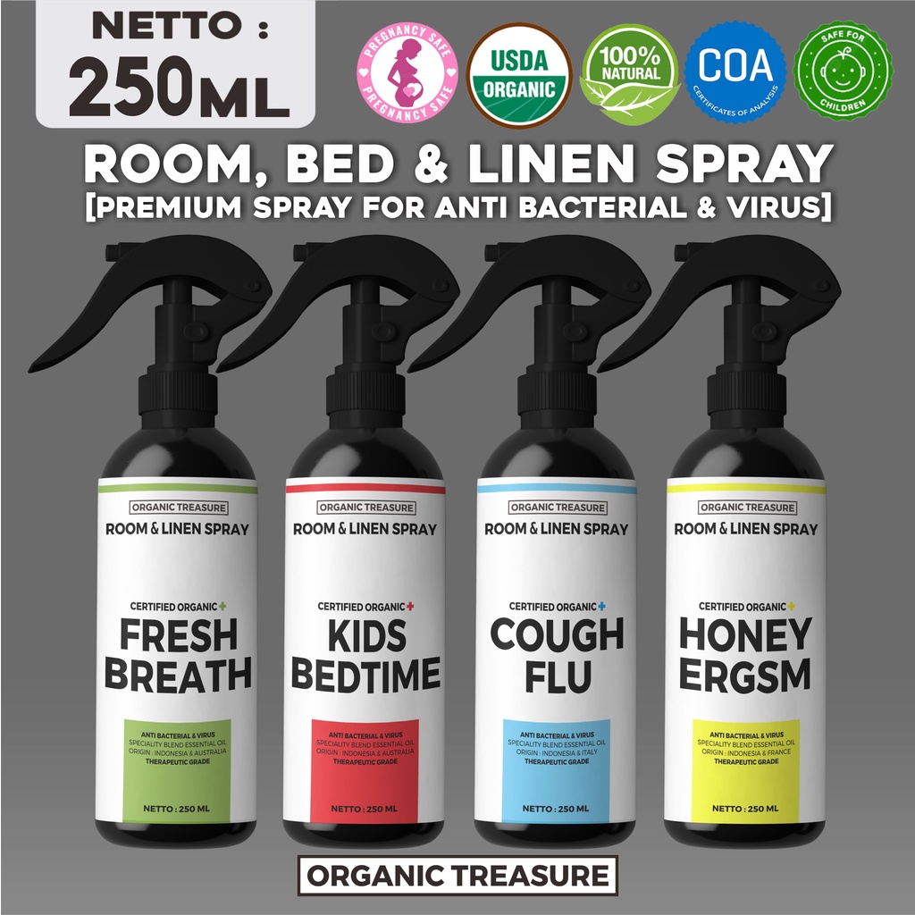 Jual PREMIUM ROOM, BED & LINEN SPRAY ANTIBACTERIAL ESSENTIAL OIL BY