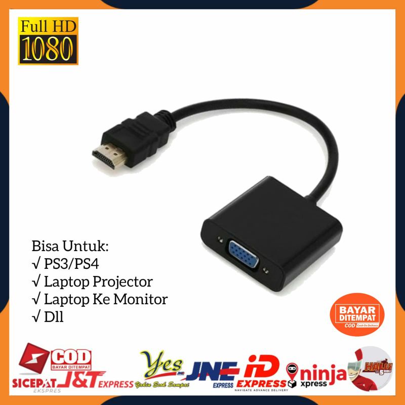 Jual [COD] ADAPTER KONVERTER HDMII MALE TO VGA FEMALE CONVERTER / KABEL ...