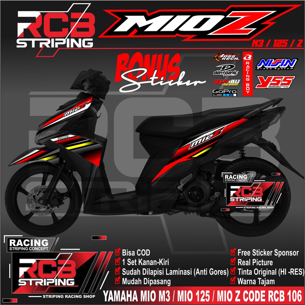 Jual Sticker Striping Variasi Mio M3 - Striping Mio M3 / mio z/ mio 125 ...