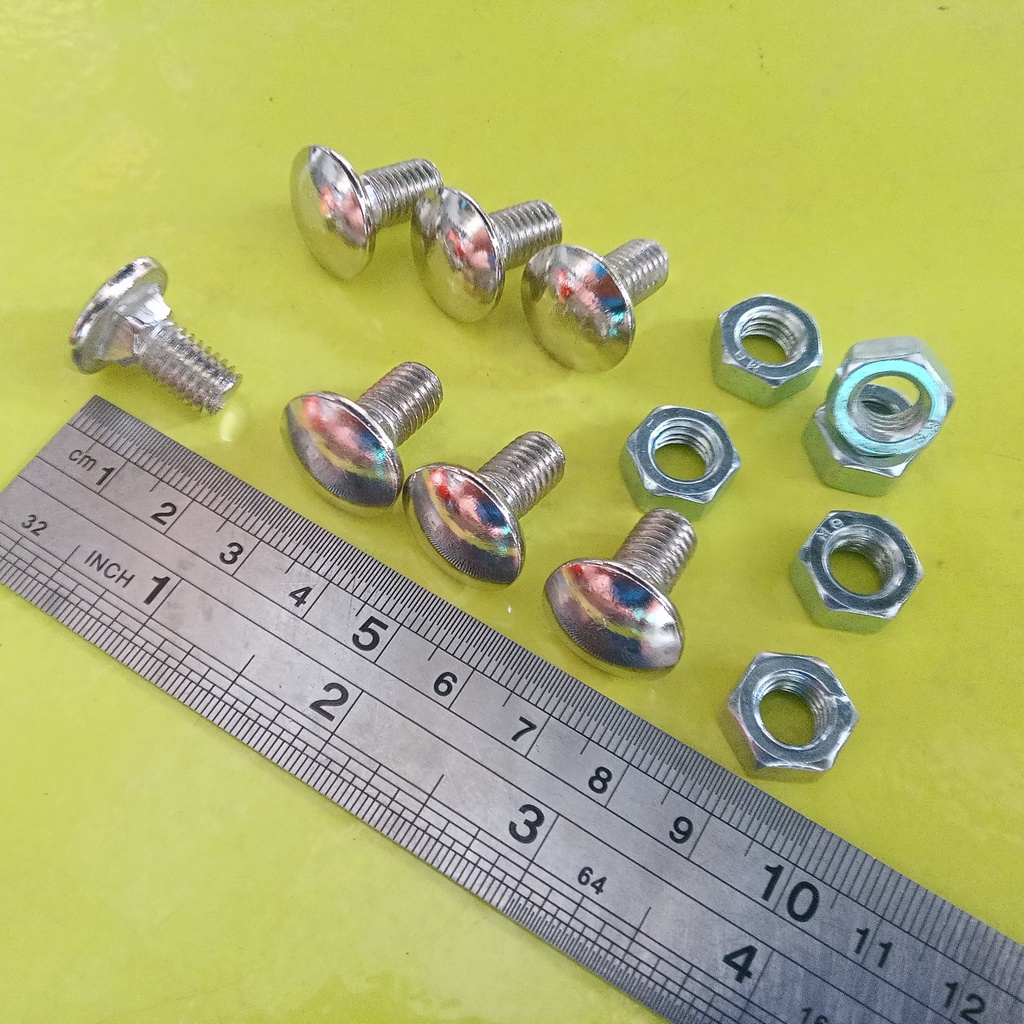 Jual BAUT MUR CB M8x15 NIKEL / BAUT M8 X 15 PANJANG 1.5CM / BAUT 13