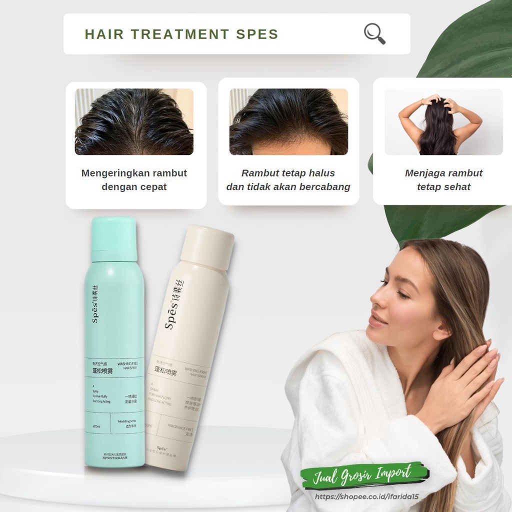 Jual ORIGINAL SPES Washing Free Hair Spray Dry Shampoo Instan Anti Lepek Shopee Indonesia