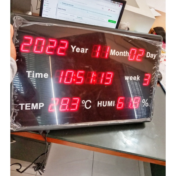 Jual Temperature and Humidity Monitor Large LED Monitor Visual Range 20 ...