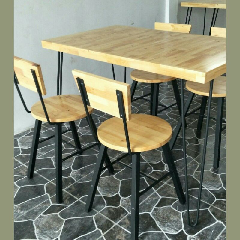 Jual 1 sett meja makan rangka besi | Shopee Indonesia