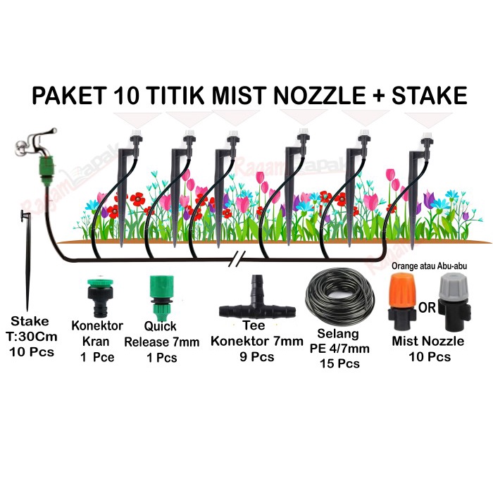Paket Irigasi Mist Sprayer dgn Stake / Paket Misting Sprayer + Cagak