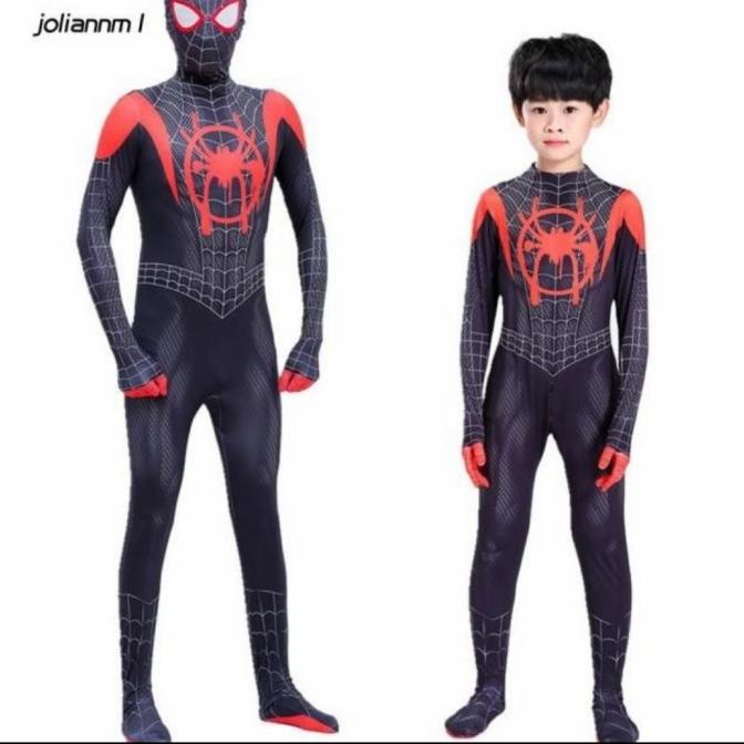 Jual KOSTUM SPIDERMAN ANAK DAN DEWASA MILES MORALES SUPERHERO HITAM ...