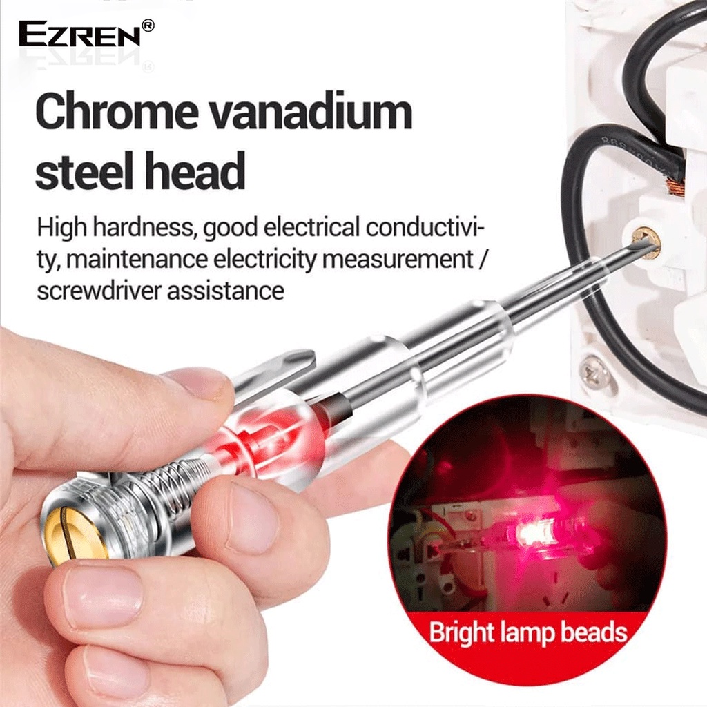 Jual Ezren EZ-B09 Tespen Obeng Probe Light Voltage Tester Detector 250V ...
