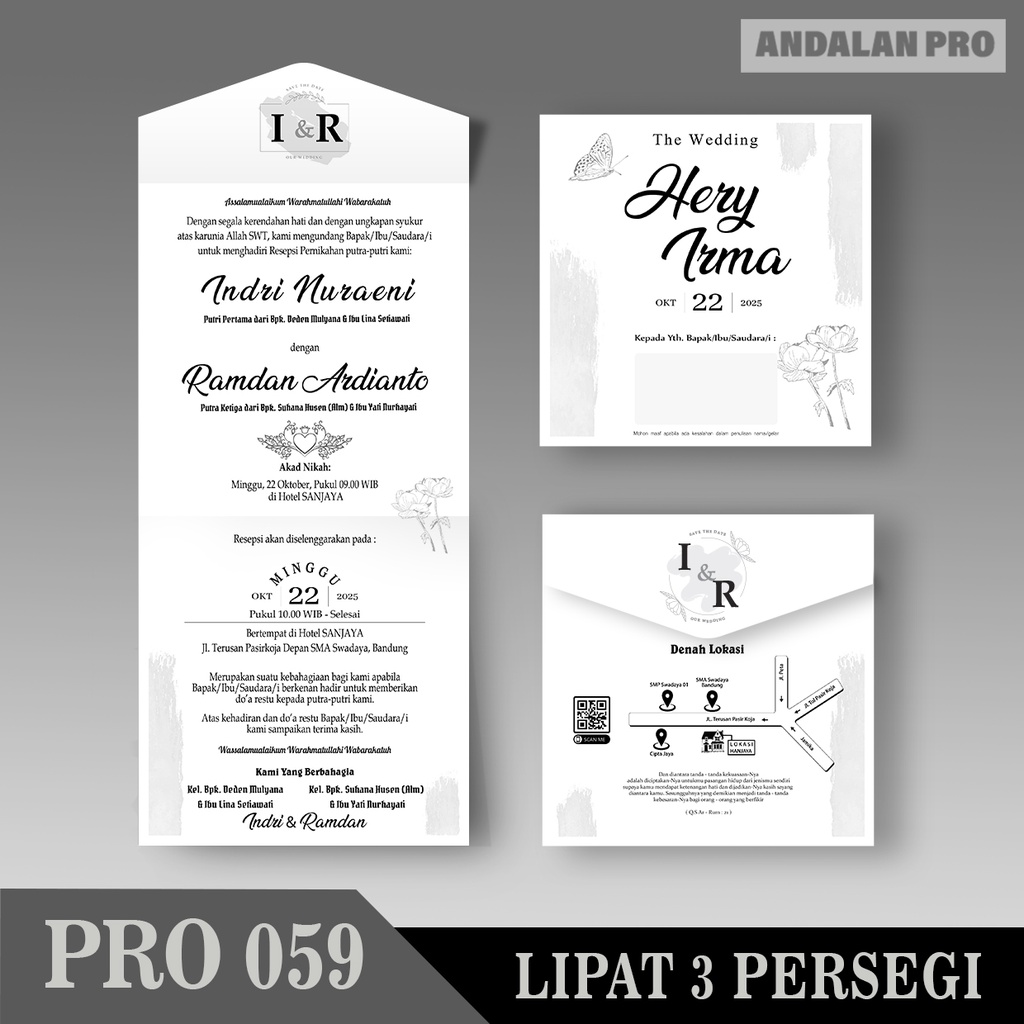 Jual PRO 059 LIPAT 3 Persegi Bahan Jasmine / Tik / Kraft 200 GSM ...